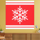 Alpine Snowflake Fun Christmas Red White Stripes Canvas Afdruk (Insitu (Woonkamer))