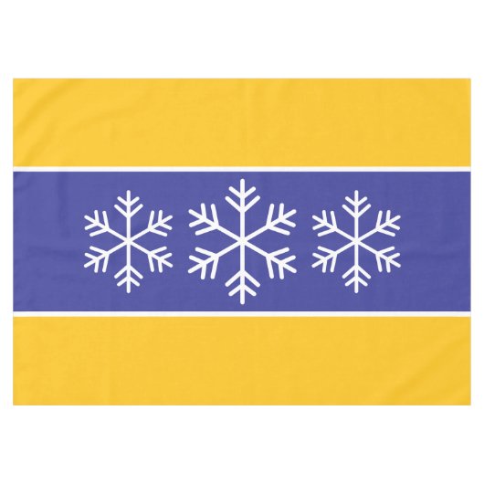 Alpine Snowflakes Deep Blue Heldere Sinaasappels S Tafelkleed (Voorkant (Horizontaal))