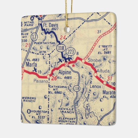 Alpine TX Map Keramisch Ornament (Links)