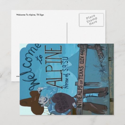 Alpine, TX Welkomstteken Briefkaart (Voorkant / Achterkant)