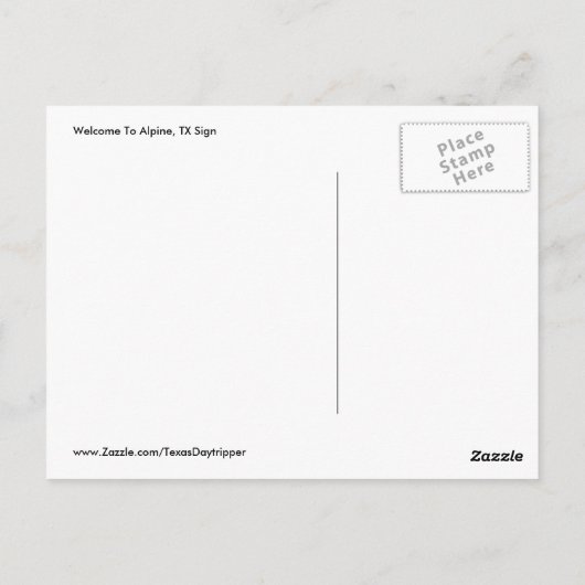 Alpine, TX Welkomstteken Briefkaart (Achterkant)