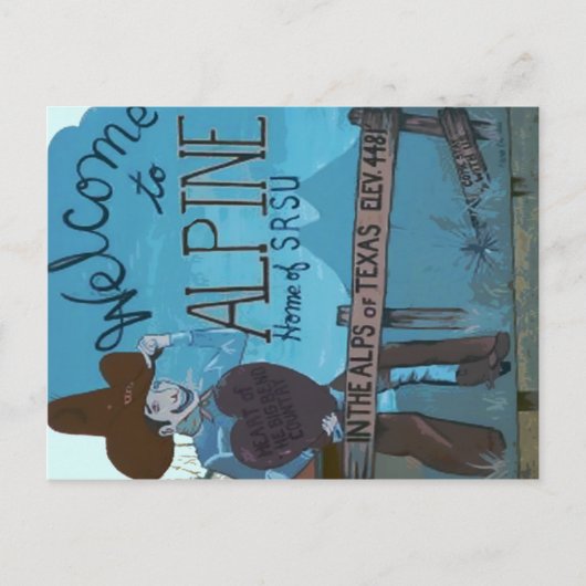 Alpine, TX Welkomstteken Briefkaart (Voorkant)