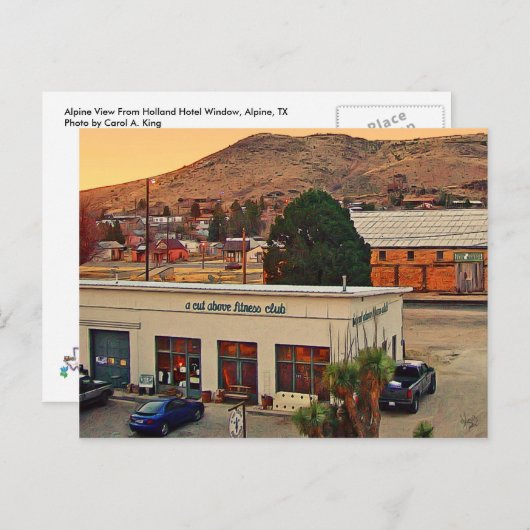 Alpine Uitzicht from Holland Hotel, Alpine, TX Briefkaart (Voorkant / Achterkant)