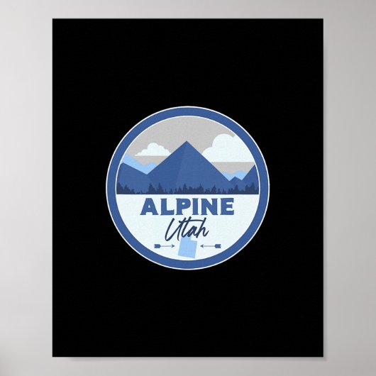 Alpine Utah Ut Mountains Badge Hiking Souvenir Poster (Voorkant)