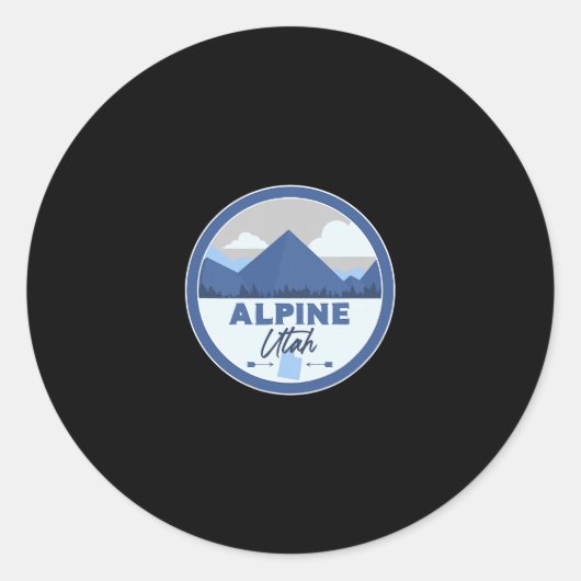 Alpine Utah Ut Mountains Badge Hiking Souvenir  Ronde Sticker (Voorkant)