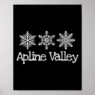 Alpine Valley Bergskiër Skiën Sneeuwvlokken Poster