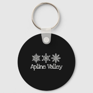 Alpine Valley Bergskiër Skiën Sneeuwvlokken Sleutelhanger