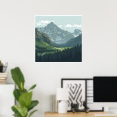Alpine Valley Poster - Tranquil Mountain Uitzicht (Thuiskantoor)