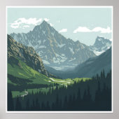 Alpine Valley Poster - Tranquil Mountain Uitzicht (Voorkant)