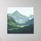 Alpine Valley Poster - Tranquil Mountain Uitzicht Canvas Afdruk (Voorkant)