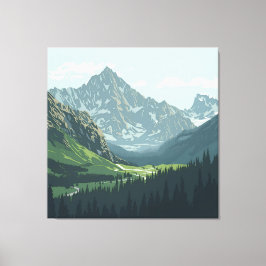 Alpine Valley Poster - Tranquil Mountain Uitzicht Canvas Afdruk