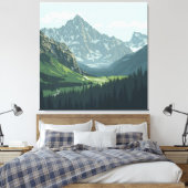 Alpine Valley Poster - Tranquil Mountain Uitzicht Canvas Afdruk (Insitu (Slaapkamer))