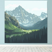 Alpine Valley Poster - Tranquil Mountain Uitzicht Canvas Afdruk (Insitu (Houten vloer))