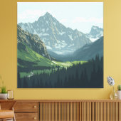 Alpine Valley Poster - Tranquil Mountain Uitzicht Canvas Afdruk (Insitu (Woonkamer))