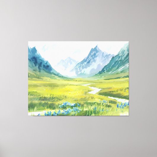 Alpine Whisper - weide onder de toppen Canvas Afdruk (Voorkant)