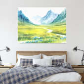 Alpine Whisper - weide onder de toppen Canvas Afdruk (Insitu (Slaapkamer))