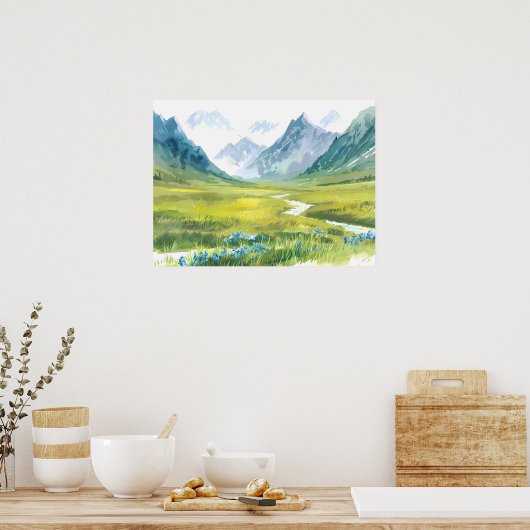 Alpine Whisper - weide onder de toppen Poster (Keuken)