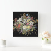 Alpine Wildflower Flowers Edelweiss Wall Clock Vierkante Klok (Huis)