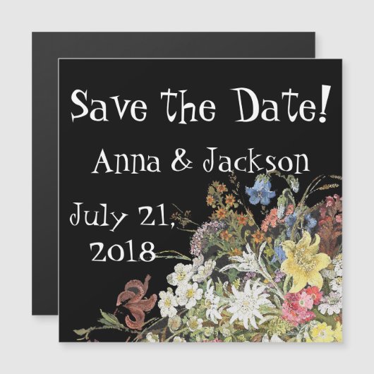 Alpine Wildflower Flowers Save Date Magnetische Ka Magnetische Uitnodiging (Voorkant / Achterkant)
