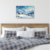 Alpine Winter Village onder sterrenhemel Canvas Afdruk (Insitu (Slaapkamer))