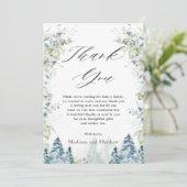 Alpine Winter Wonderland Baby shower Birthday  Bedankkaart (Staand voorkant)