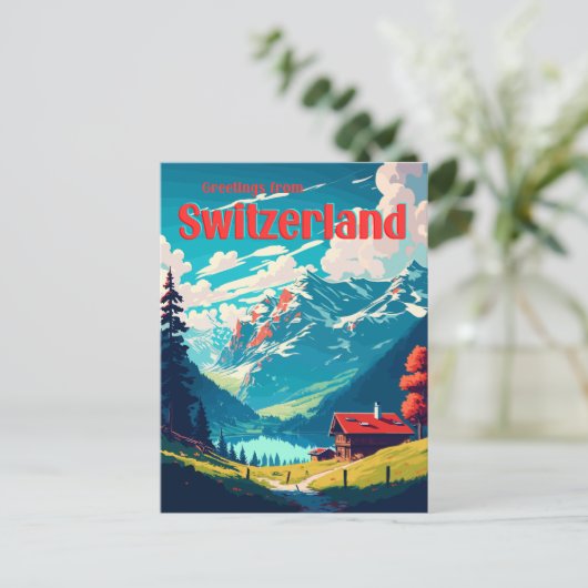 Alpine Zwitsers Chalet Zwitserland Reizen Briefkaart (Staand voorkant)