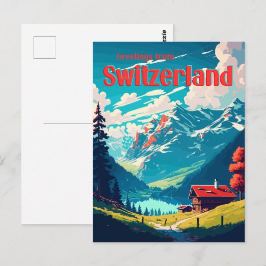 Alpine Zwitsers Chalet Zwitserland Reizen Briefkaart (Voorkant / Achterkant)