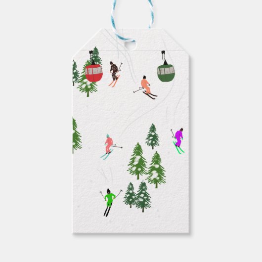 Alpineskiën | Gondola Skilift vakantieskiërs Cadeaulabel (Voorkant)