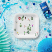 Alpineskiën | Gondola Skilift vakantieskiërs Papieren Bordje (Feest)