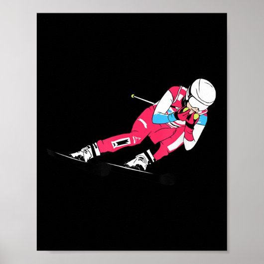 Alpineskiën Ski Racing Skiloper Ski Afdaling Poster (Voorkant)