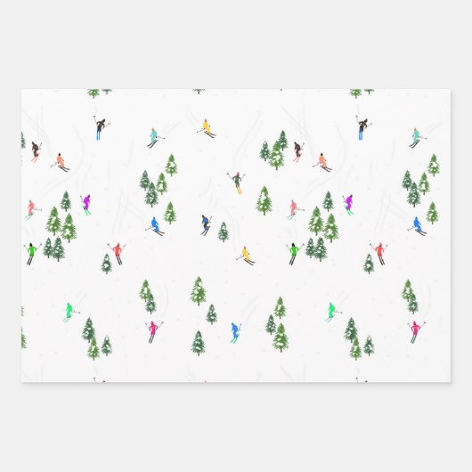 Alpineskiën | Skivakantieskiërs Winter Inpakpapier Vel (Voorkant 3)