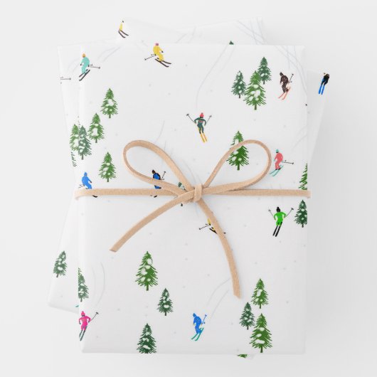 Alpineskiën | Skivakantieskiërs Winter Inpakpapier Vel (In situ)