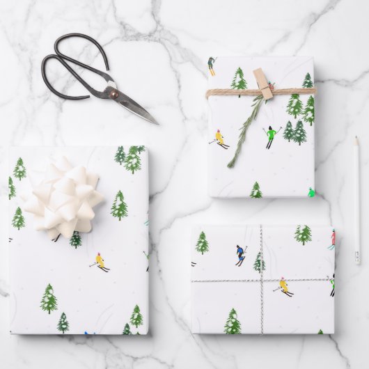 Alpineskiën | Skivakantieskiërs Winter Inpakpapier Vel (Voorkant)