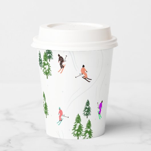Alpineskiën | Skivakantieskiërs Winter Papieren Bekers (Links)