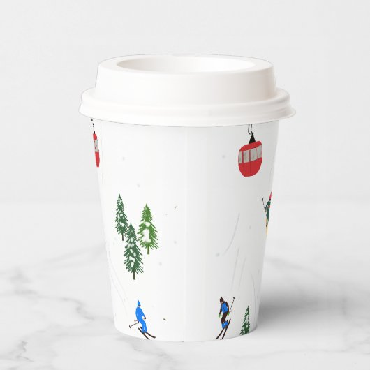Alpineskiën | Skivakantieskiërs Winter Papieren Bekers (Rechts)