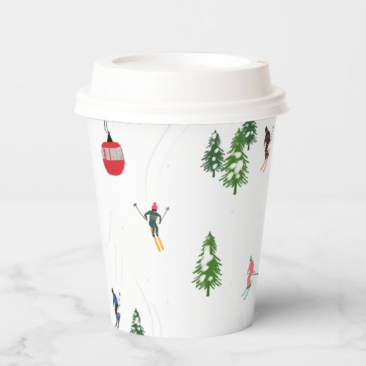 Alpineskiën | Skivakantieskiërs Winter Papieren Bekers (Voorkant)