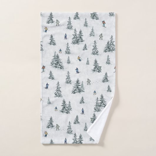 Alpineskiërs en Verborgen Yetis - Downhill Skiën Bad Handdoek (Handdoek)