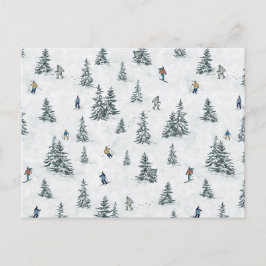 Alpineskiërs en Verborgen Yetis - Downhill Skiën Briefkaart