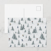 Alpineskiërs en Verborgen Yetis - Downhill Skiën Briefkaart (Voorkant / Achterkant)