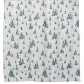 Alpineskiërs en Verborgen Yetis - Downhill Skiën Douchegordijn (Voorkant)