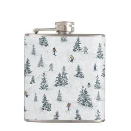 Alpineskiërs en Verborgen Yetis - Downhill Skiën Heupfles