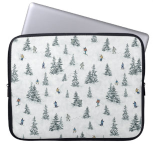 Alpineskiërs en Verborgen Yetis - Downhill Skiën Laptop Sleeve