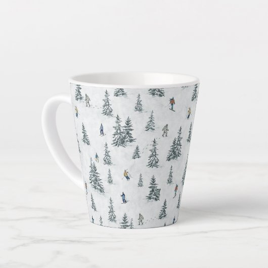 Alpineskiërs en Verborgen Yetis - Downhill Skiën Latte Mok (Linkerhoek)