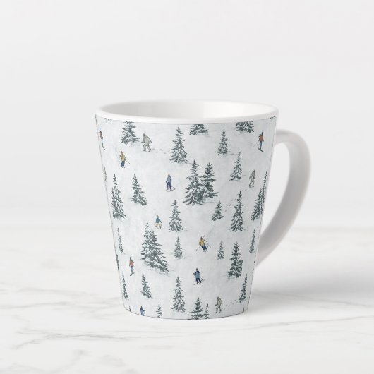 Alpineskiërs en Verborgen Yetis - Downhill Skiën Latte Mok (Rechterhoek)