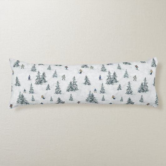 Alpineskiërs en Verborgen Yetis - Downhill Skiën Lichaamskussen (Voorkant)