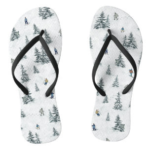 Alpineskiërs en Verborgen Yetis - Downhill Skiën Teenslippers