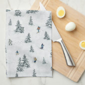 Alpineskiërs en Verborgen Yetis - Downhill Skiën Theedoek (Quarter Fold)