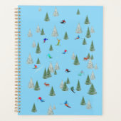 Alpineskiërs langlaufen pastelblauw planner (Voorkant)