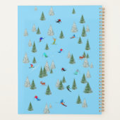 Alpineskiërs langlaufen pastelblauw planner (Achterkant)