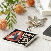 Alpinisme Bergbeklimmen hoog op leven Sleutelhanger (Zijkant)